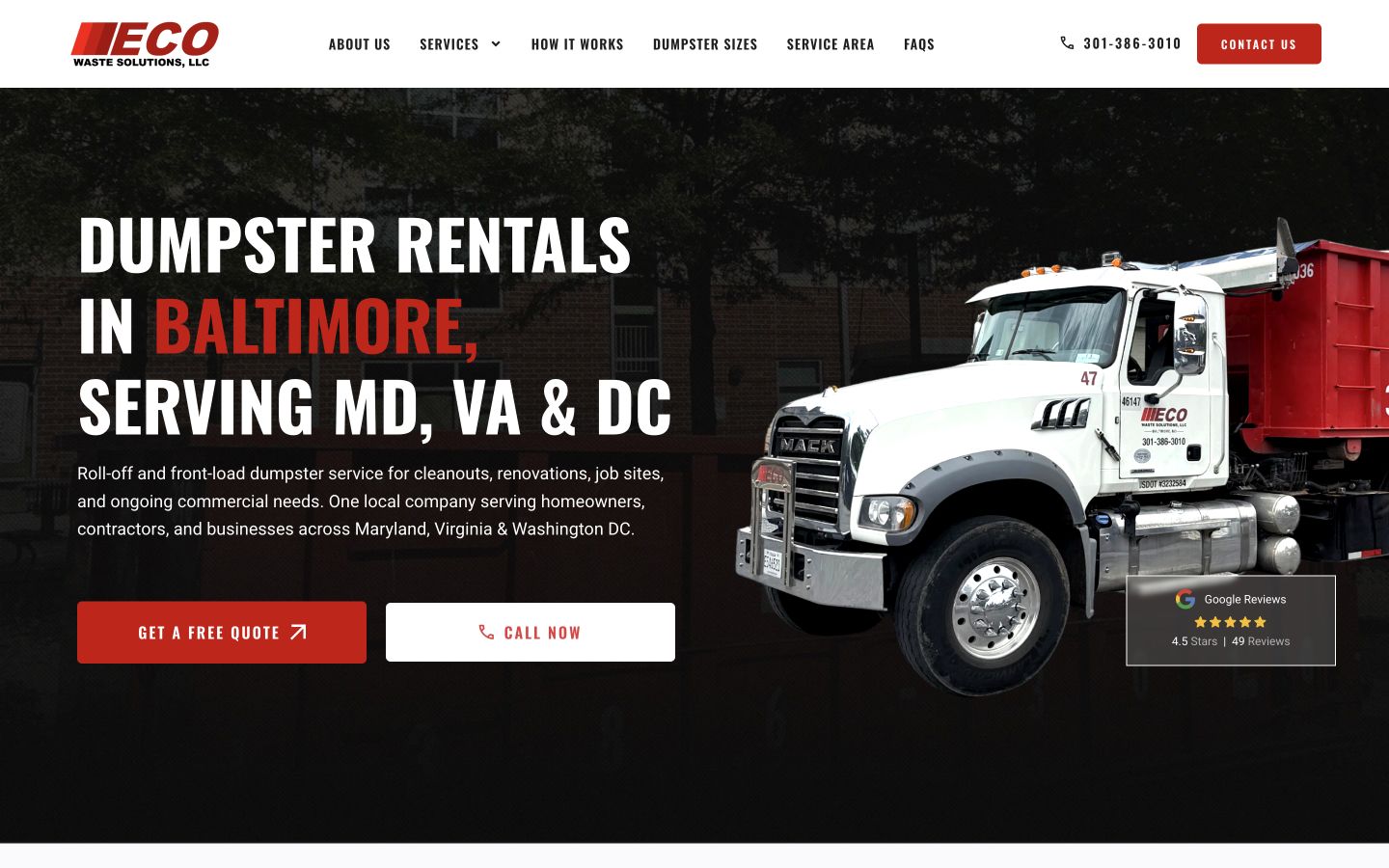 Eco Waste Solutions website homepage
